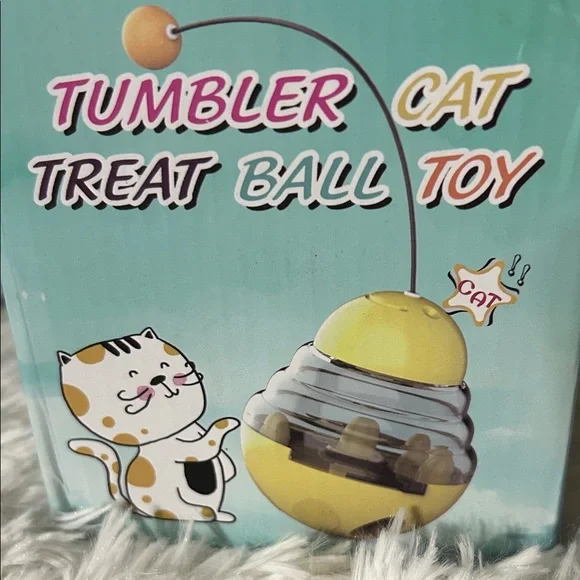 Interactive Tumbler Cat Treat Ball Toy - Yellow - Picture 3 of 3